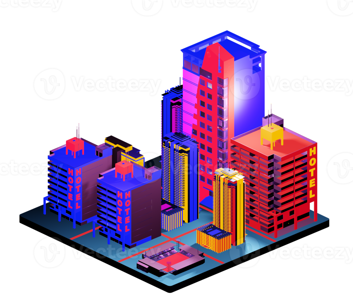 Retro isometric building png