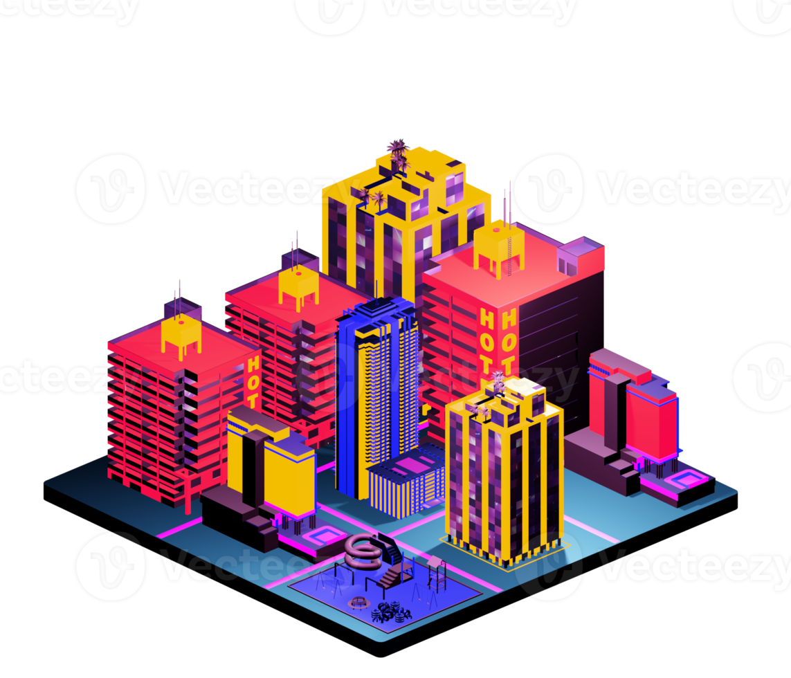 Isometric building in retro style png