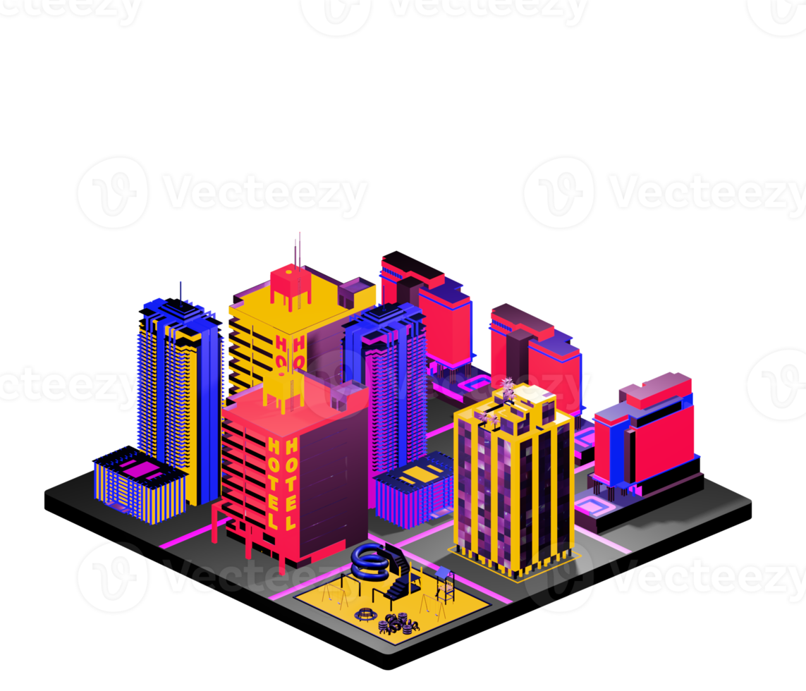 Isometric building in retro style png
