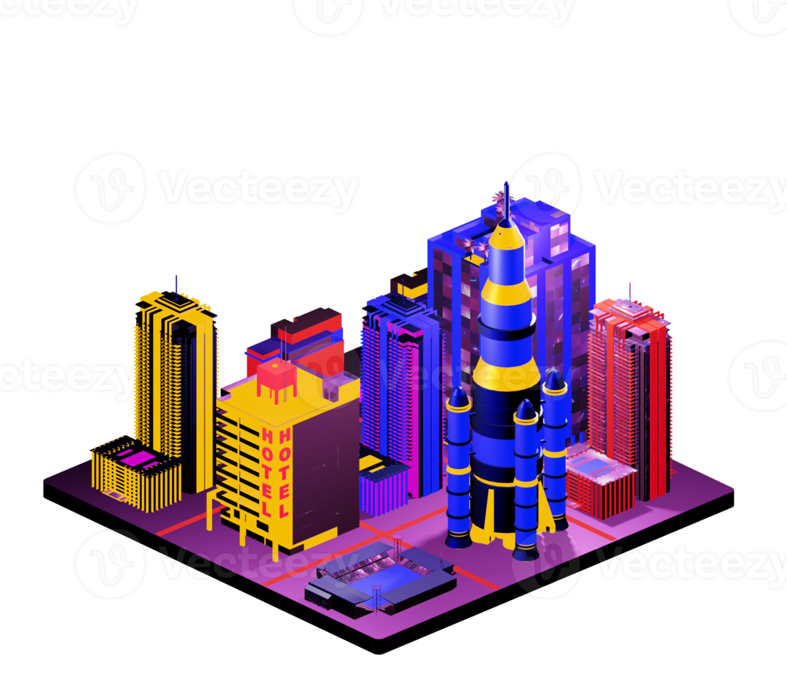 Isometric building in retro style png