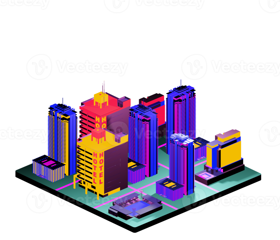 Isometric building arrangement png