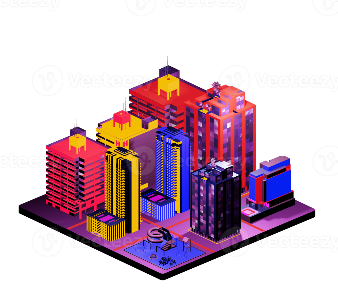 Isometric building arrangement png