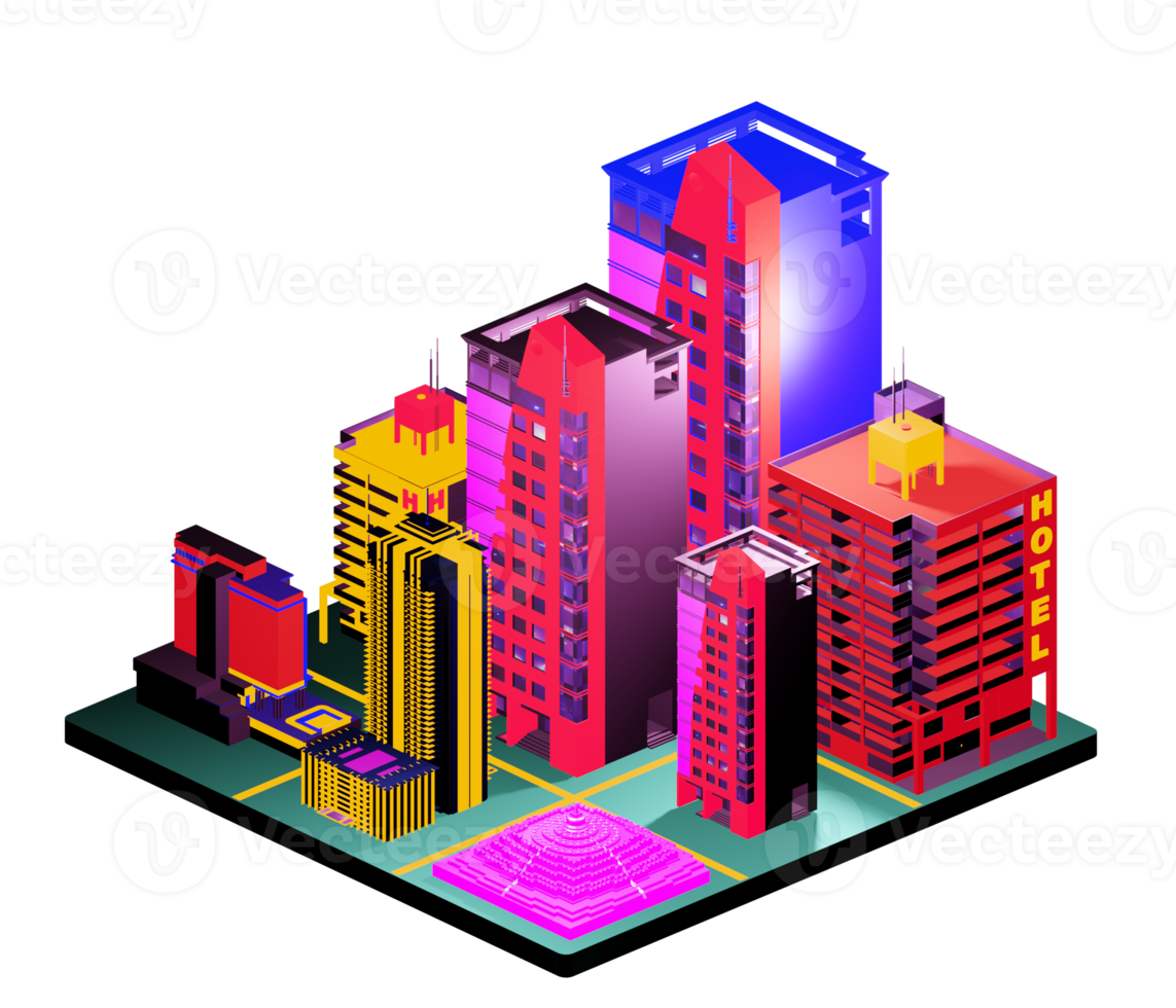 Isometric building arrangement png