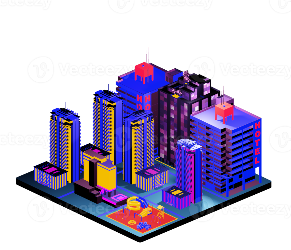 Isometric building arrangement png