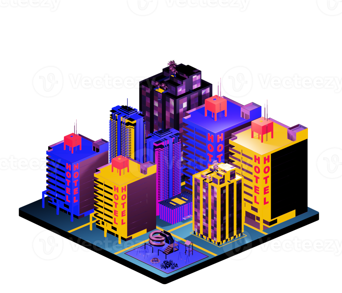 Isometric building in retro style png