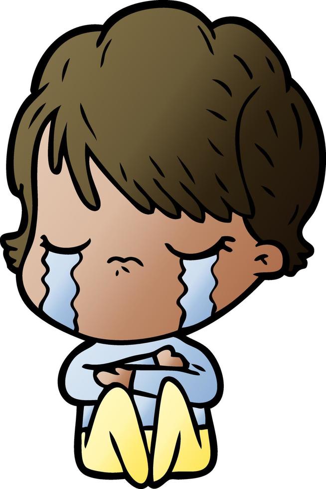 cartoon woman crying vector