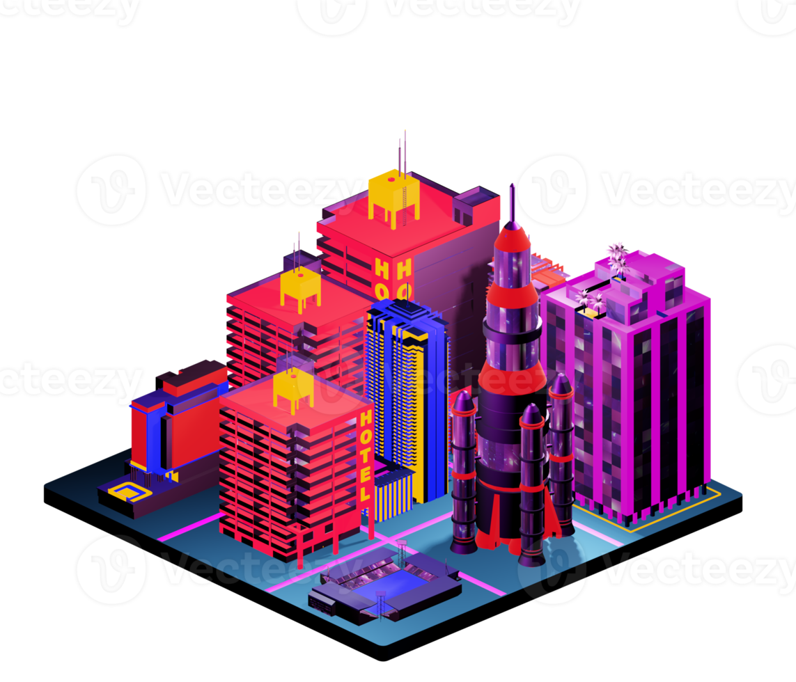 Retro isometric building png