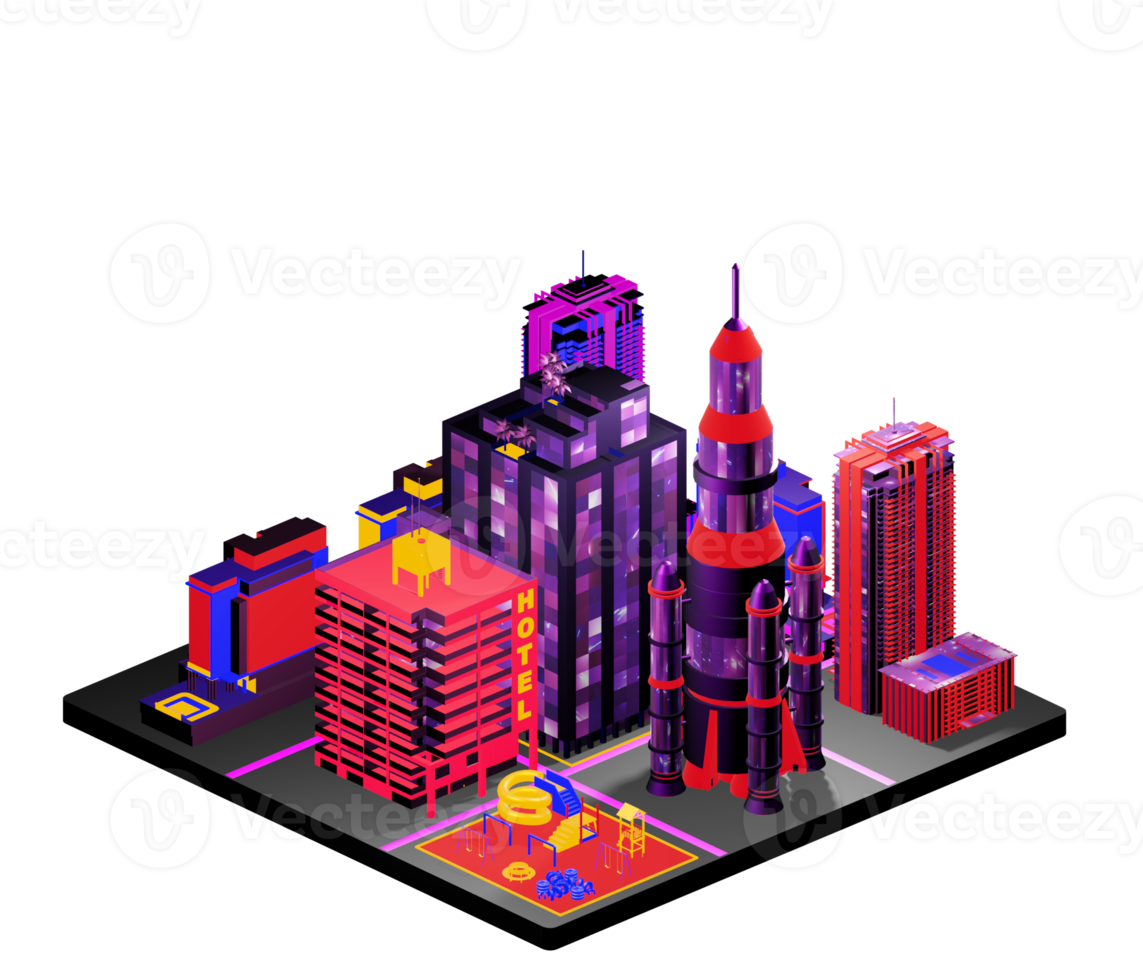 Isometric building arrangement png