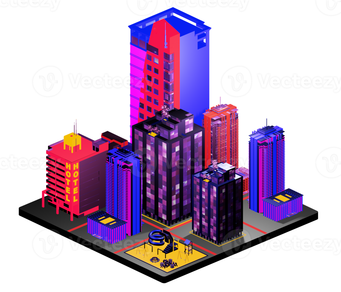 Isometric building in retro style png