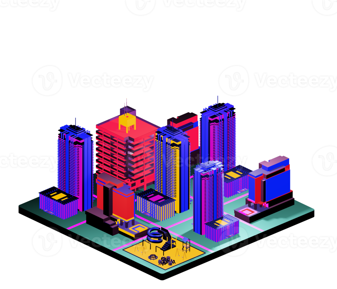 Isometric building in retro style png