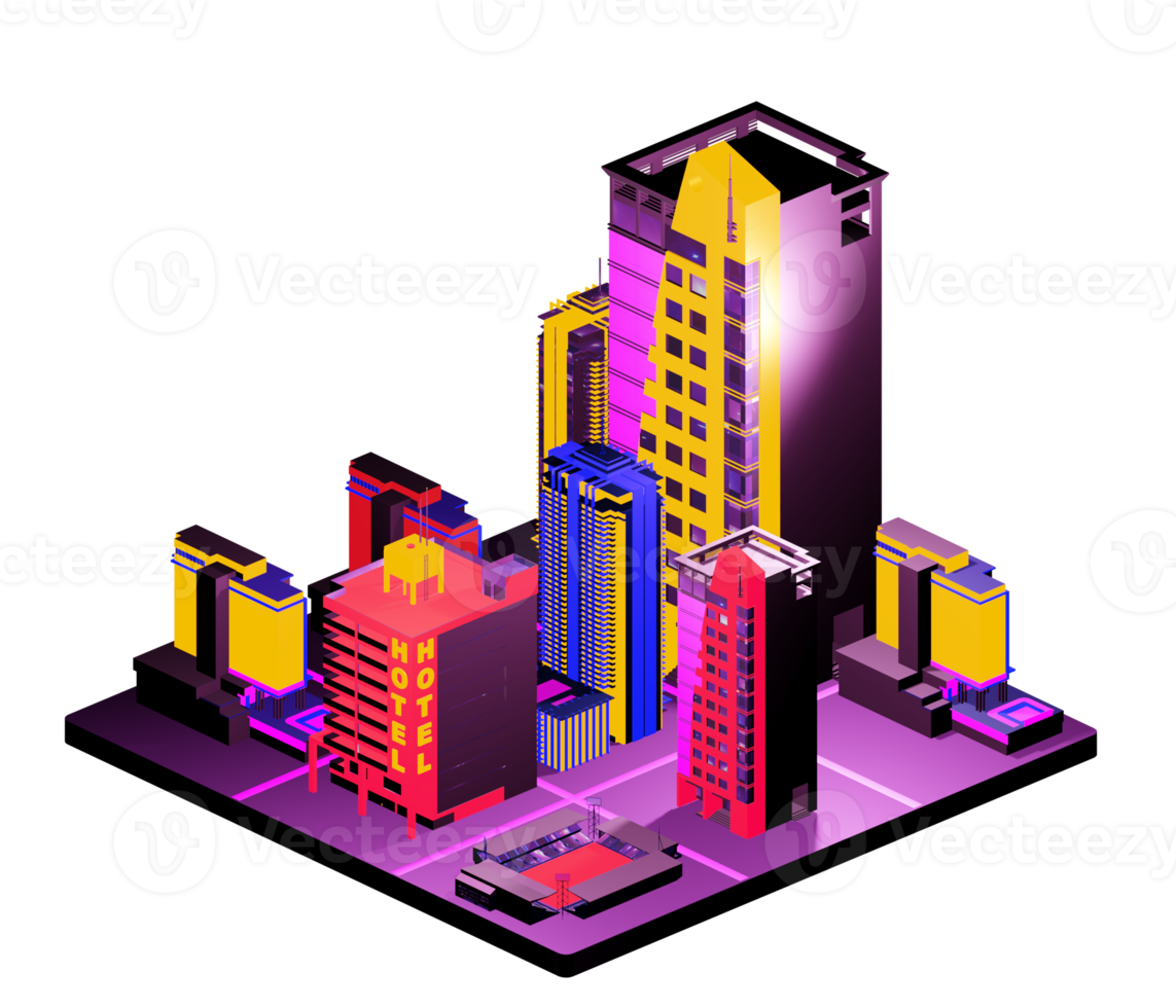 Isometric building in retro style png