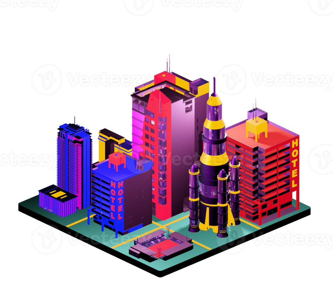 Isometric building arrangement png