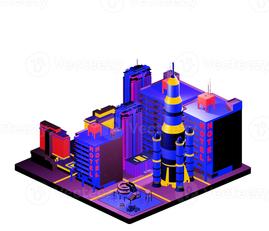 Isometric building arrangement png