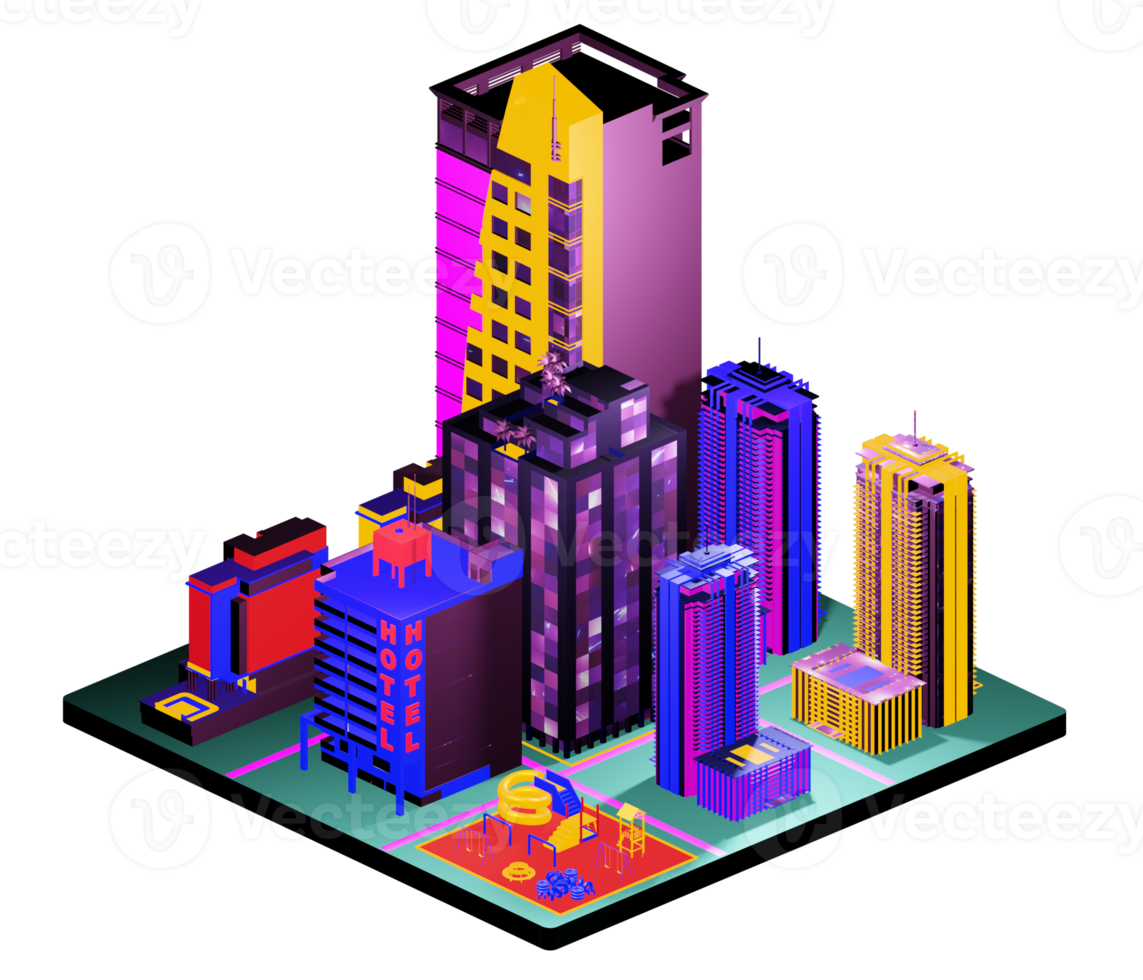 Isometric building in retro style png