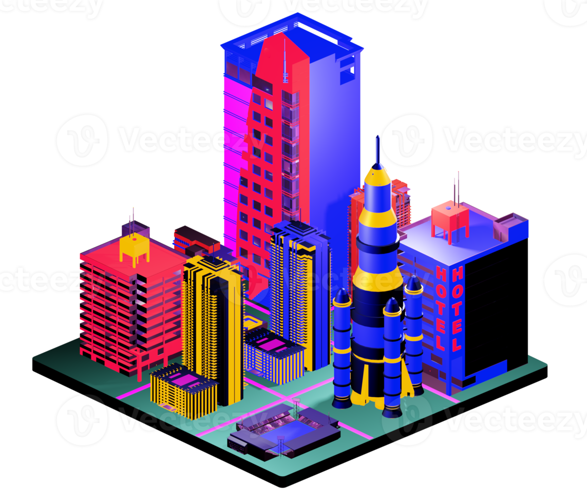 Isometric building arrangement png