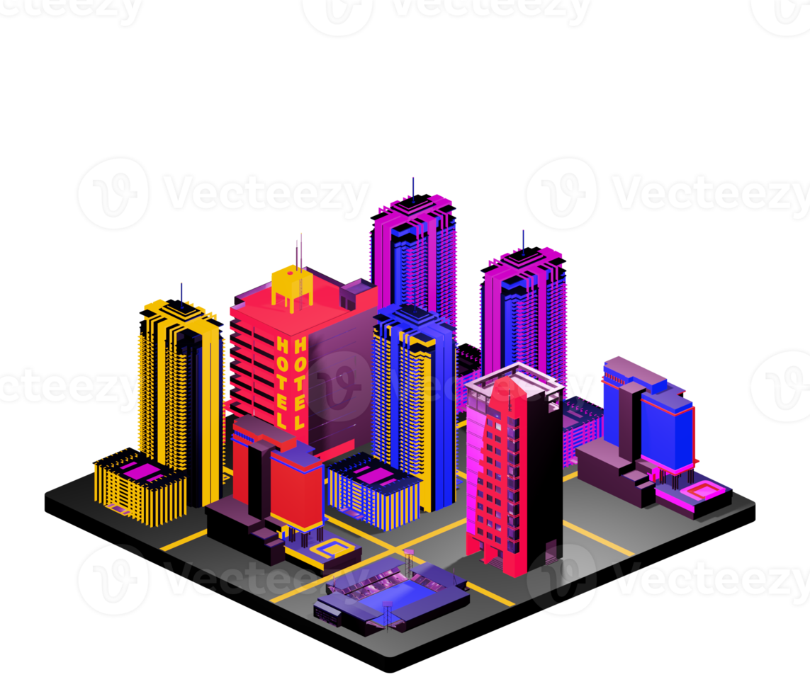 Isometric building arrangement png