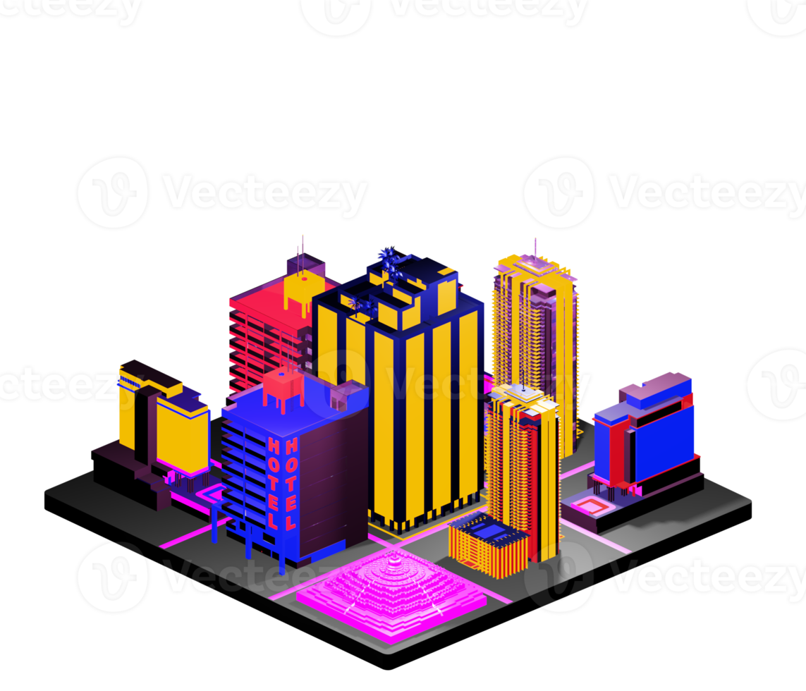 Retro isometric building png