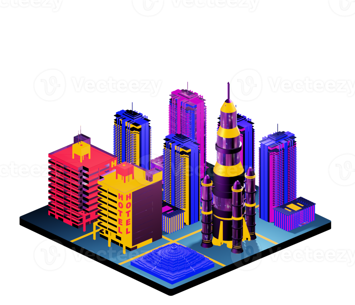 Isometric building in retro style png