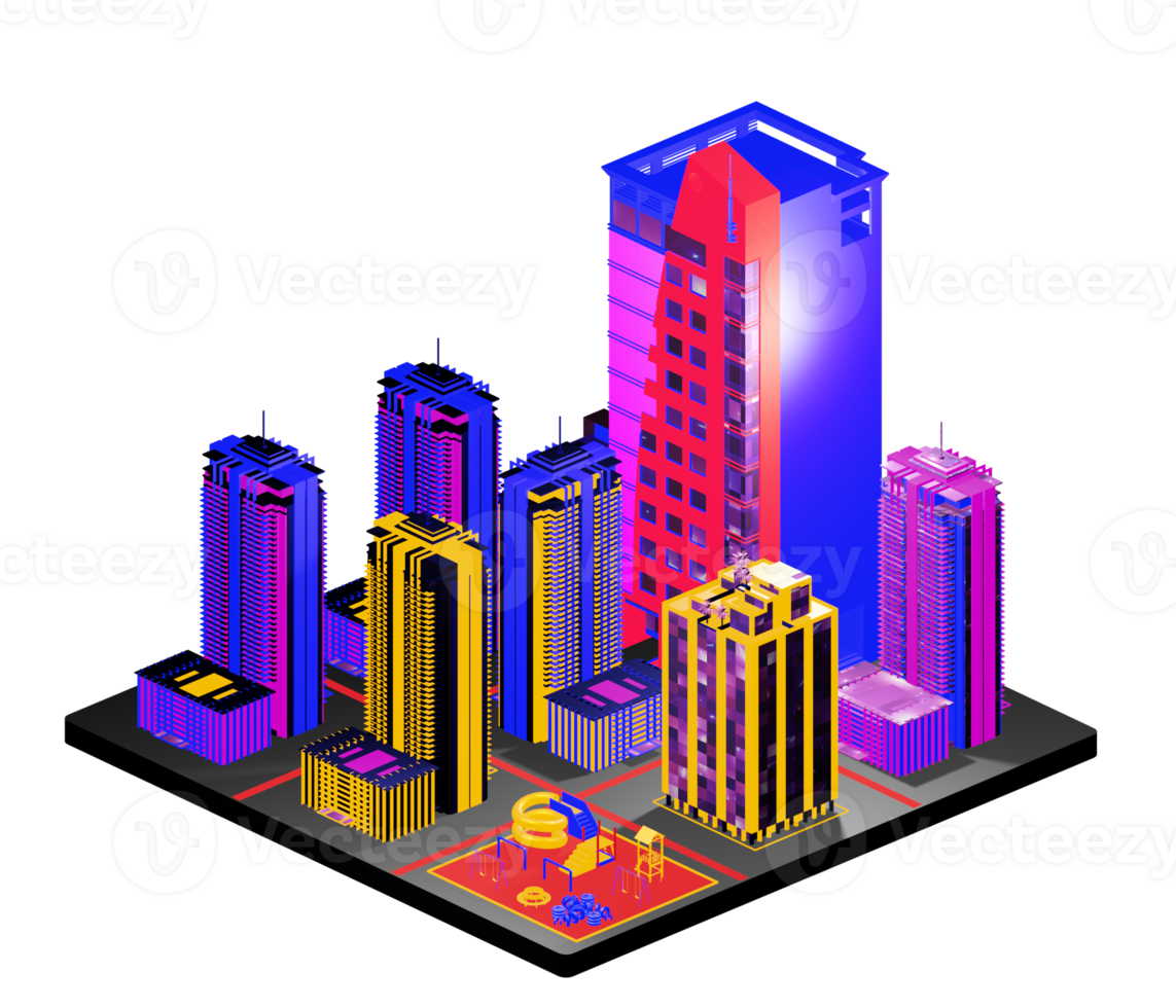 Isometric building arrangement png