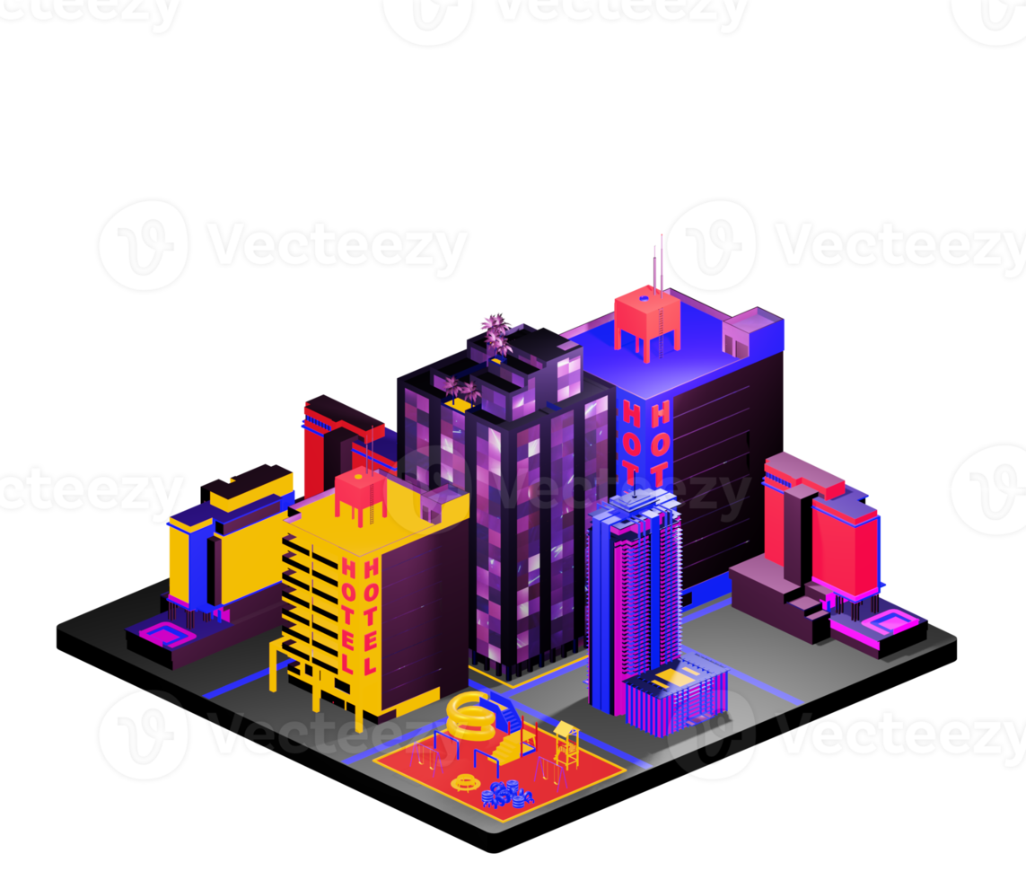 Isometric building arrangement png