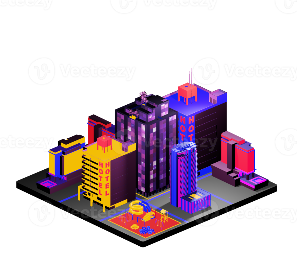 Isometric building arrangement png