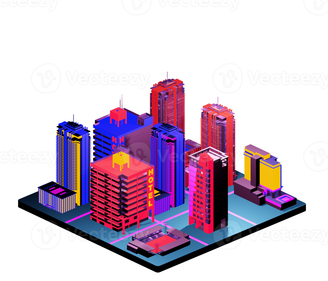 Isometric building arrangement png