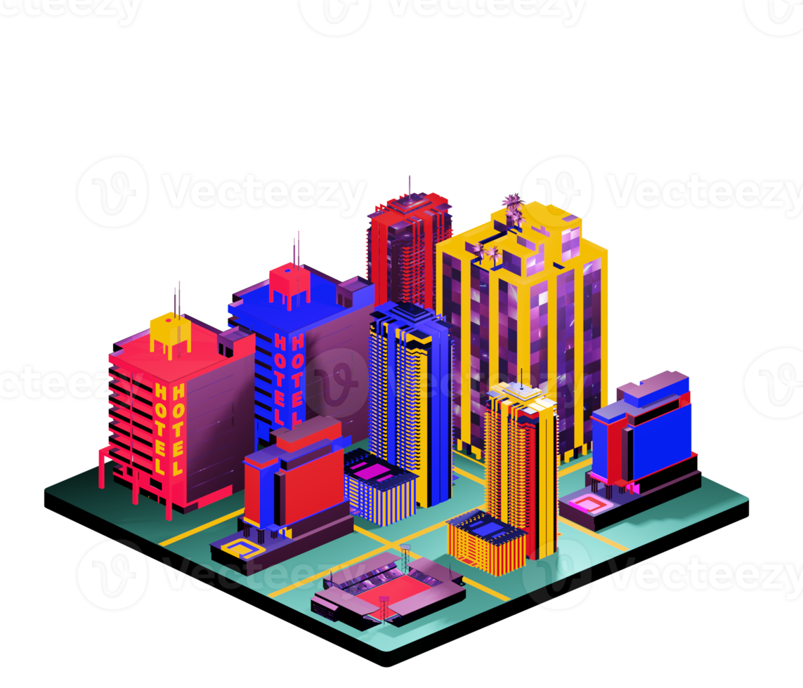 Isometric building arrangement png