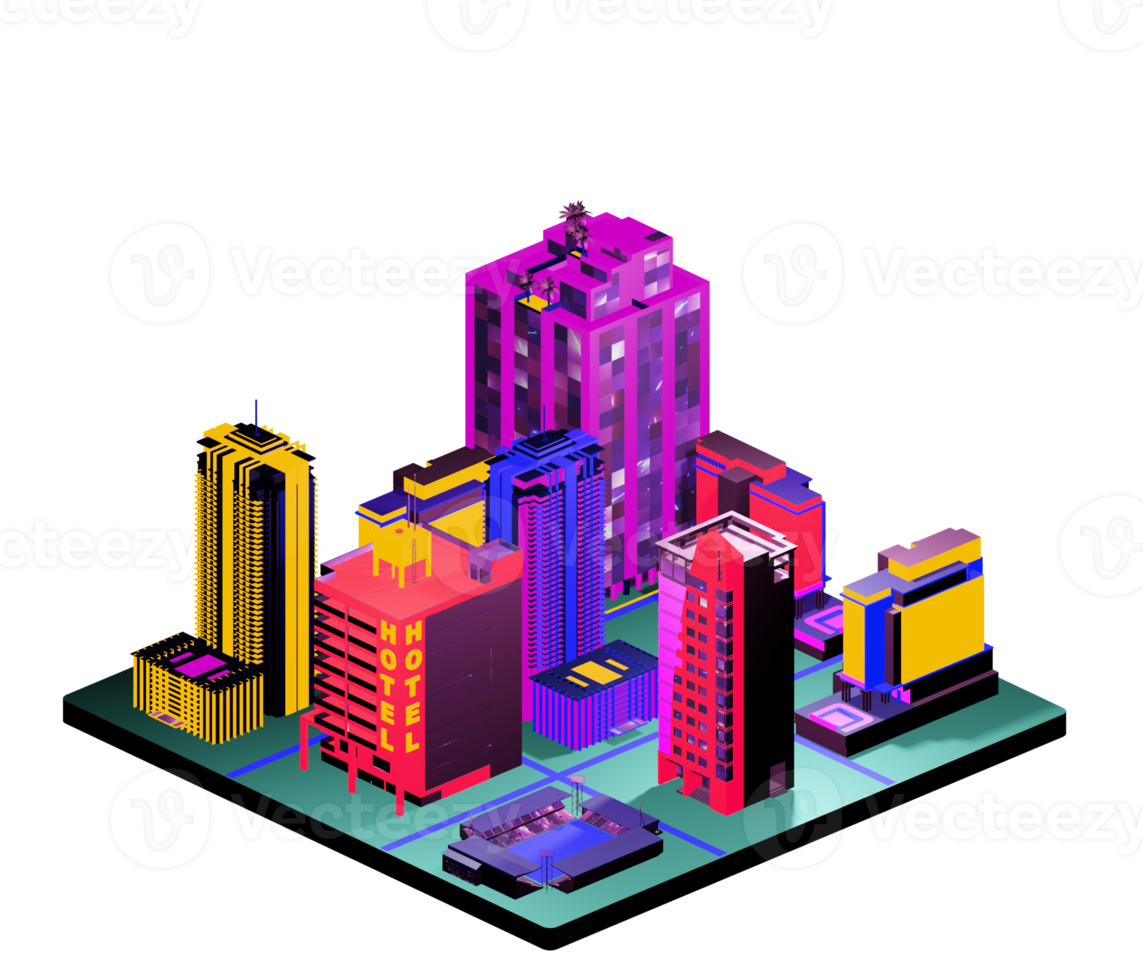 Isometric building arrangement png