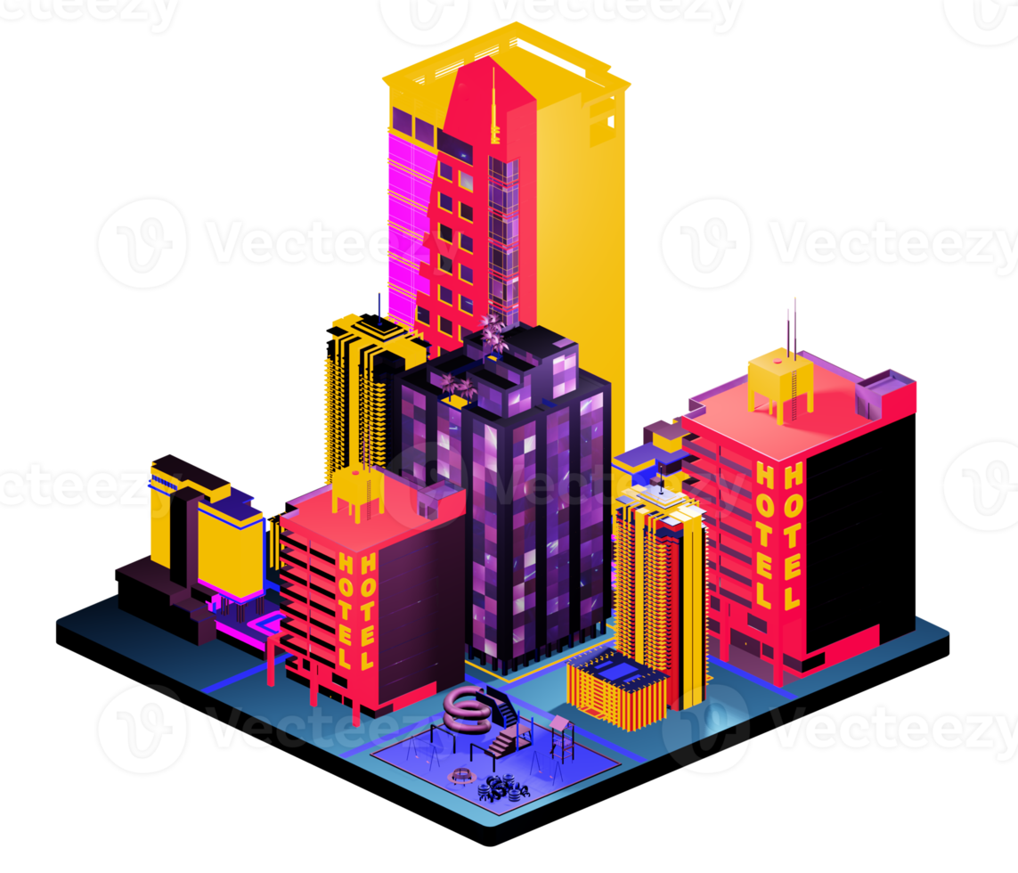 Isometric building arrangement png