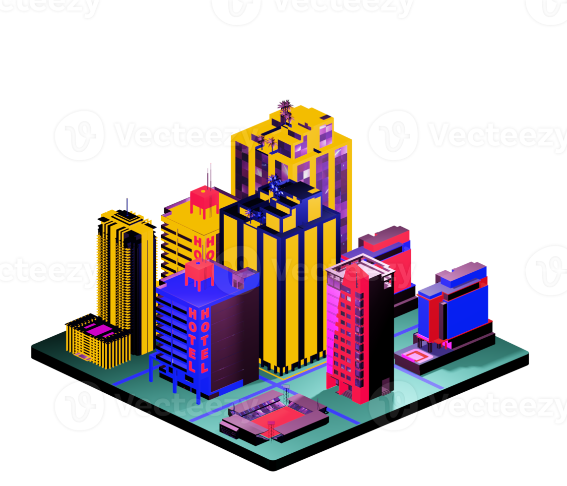 Isometric building arrangement png