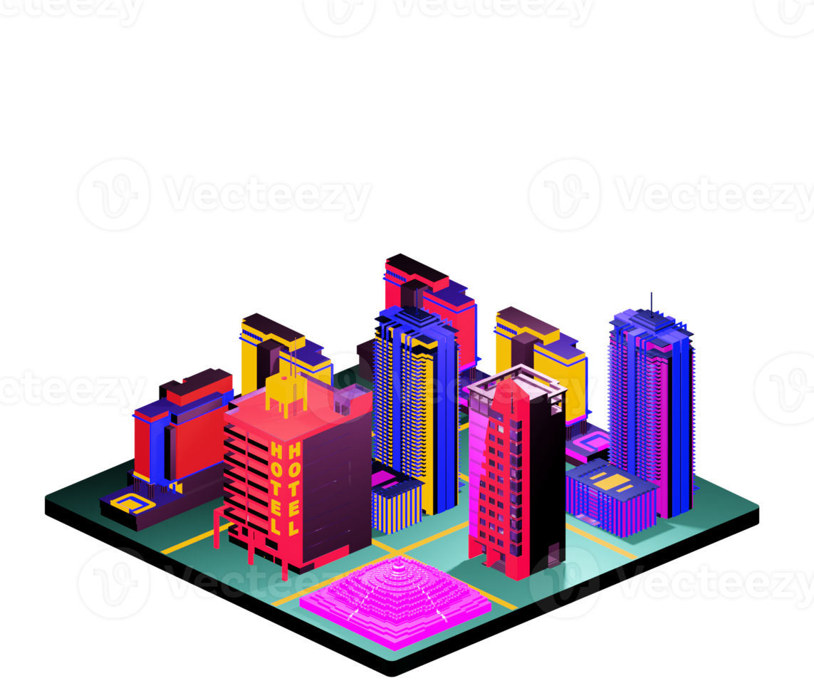 Retro isometric building png