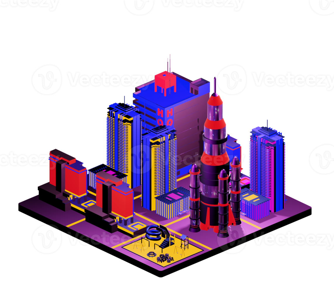 Isometric building arrangement png