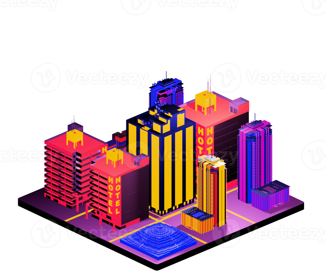 Retro isometric building png