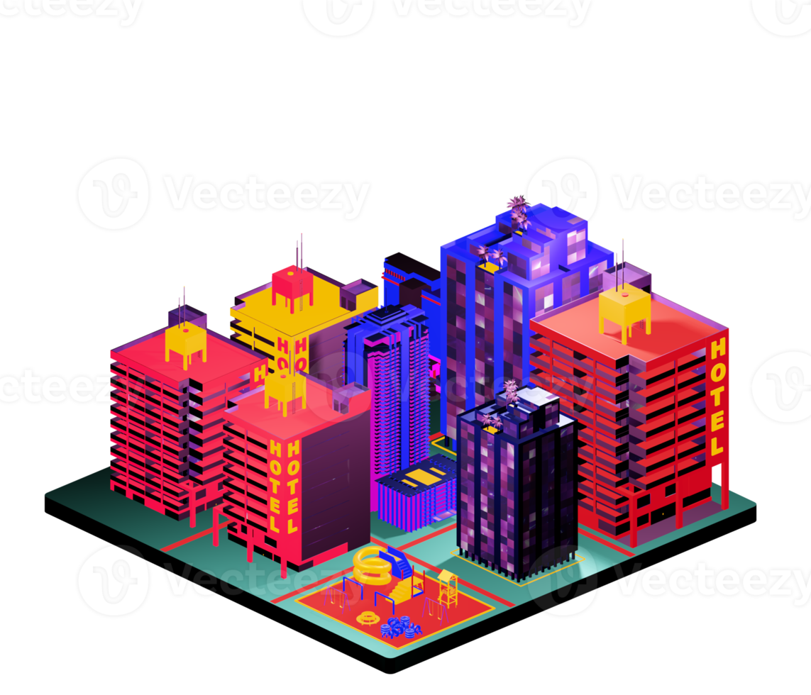 Isometric building arrangement png