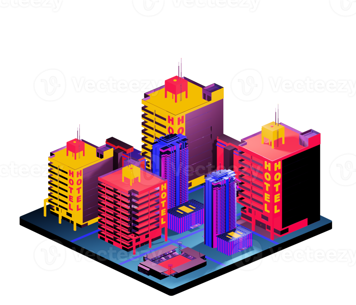 Isometric building arrangement png