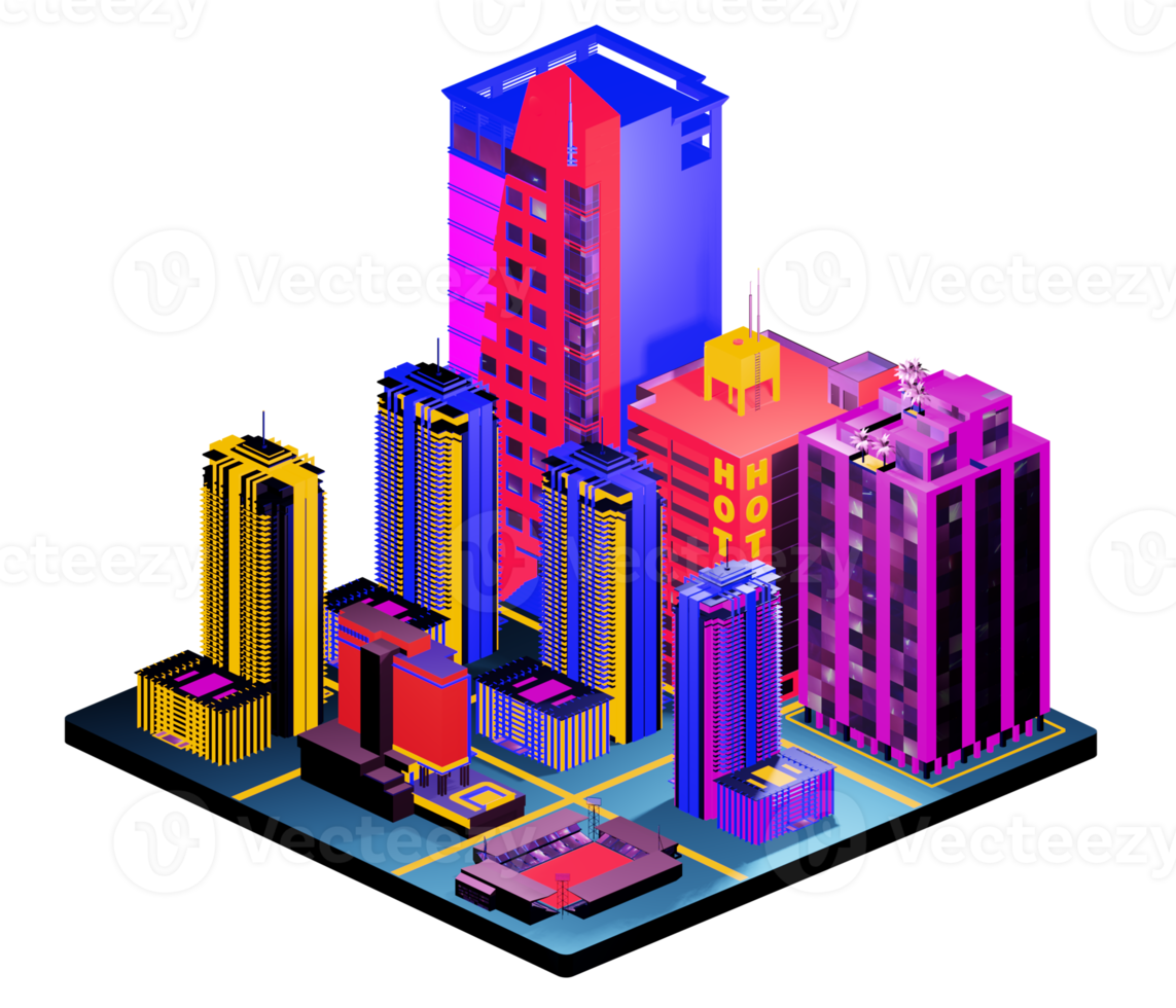 Retro isometric building png