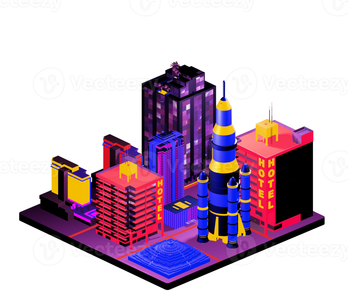 Retro isometric building png