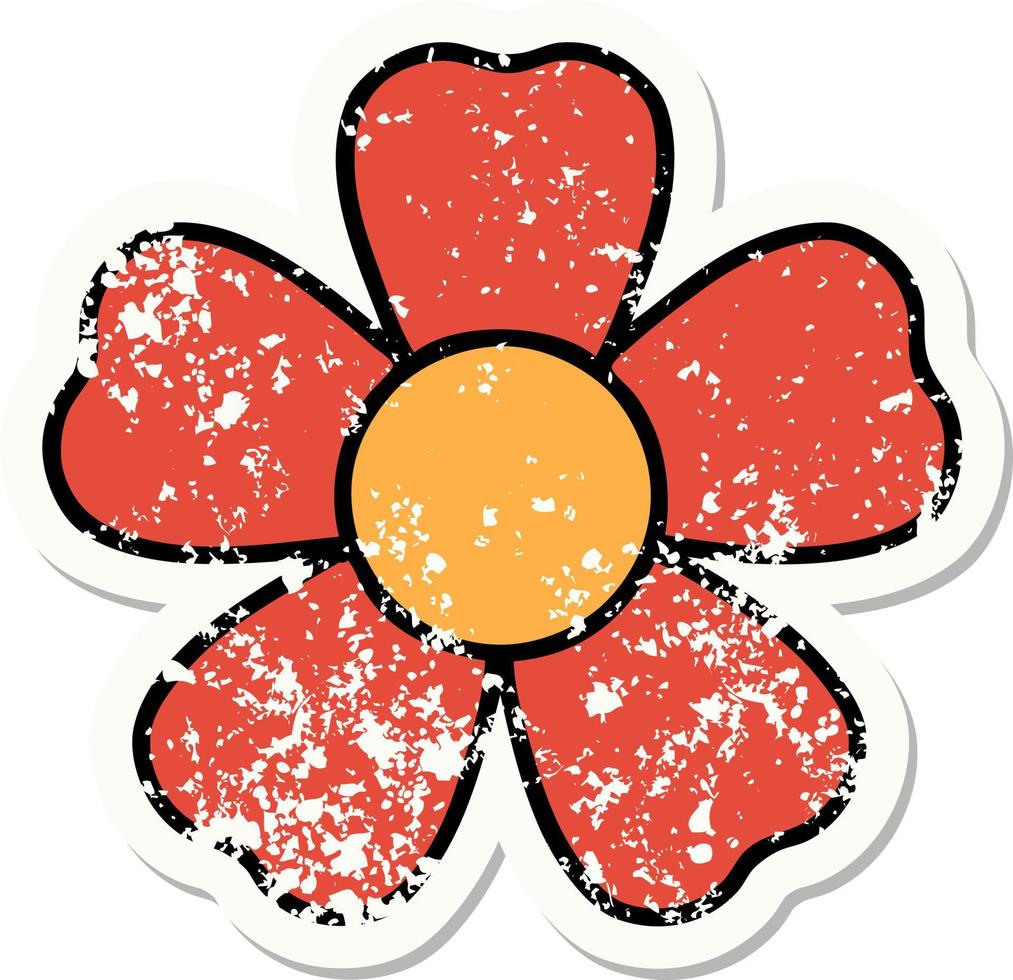 distressed sticker tattoo in traditional style of a flower vector