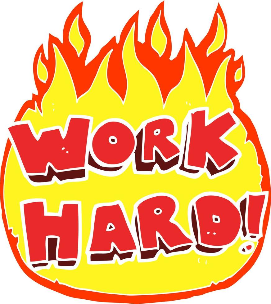 flat color illustration of work hard symbol vector