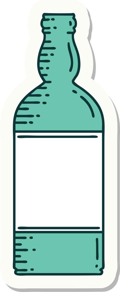sticker of tattoo in traditional style of a bottle vector