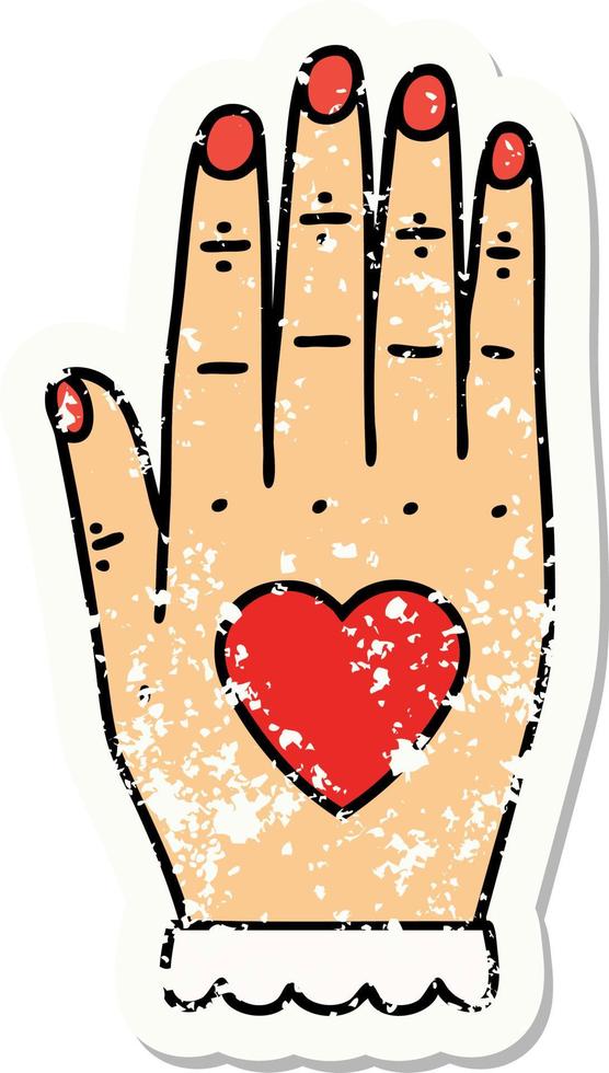 distressed sticker tattoo in traditional style of a hand vector