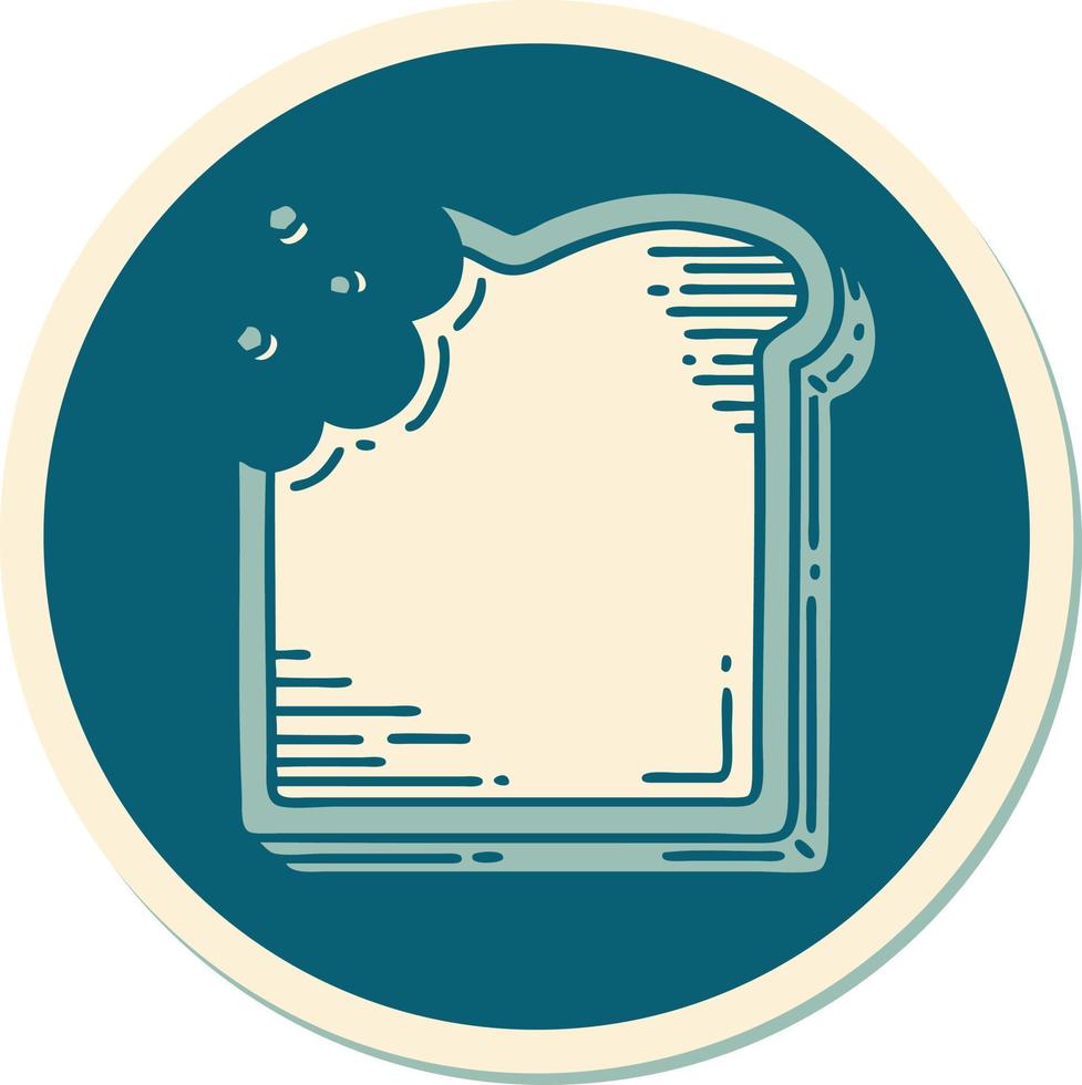 sticker of tattoo in traditional style of a bitten slice of bread vector