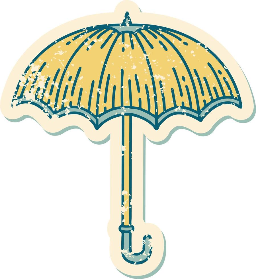 iconic distressed sticker tattoo style image of an umbrella vector