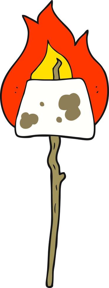 flat color illustration of marshmallow on stick vector
