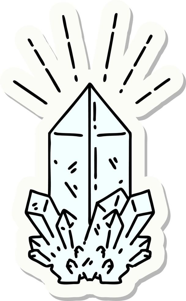 sticker of a tattoo style quartz crystal vector
