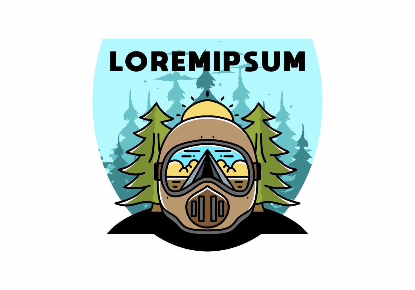a trail helmet with a pine tree beside vector
