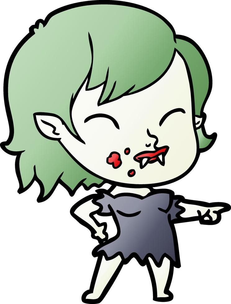 cartoon vampire girl with blood on cheek vector