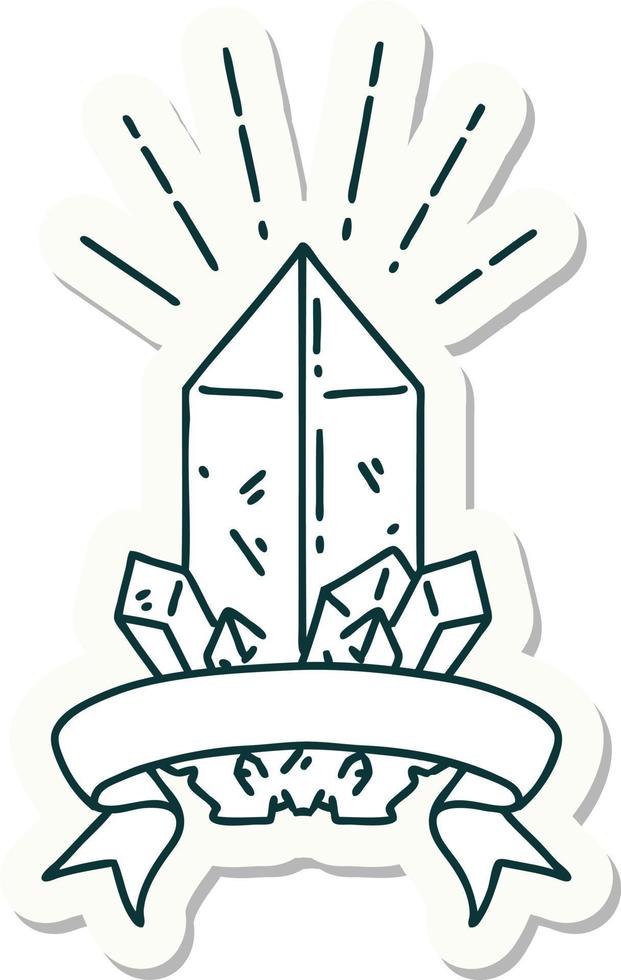 sticker of a tattoo style quartz crystal vector