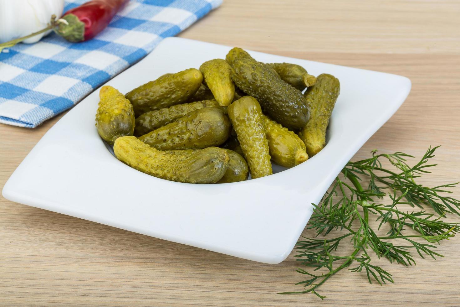 Marinated small cucumber photo