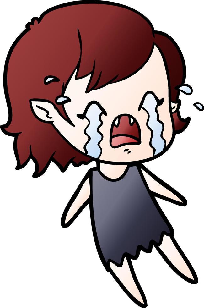 cartoon crying vampire girl vector
